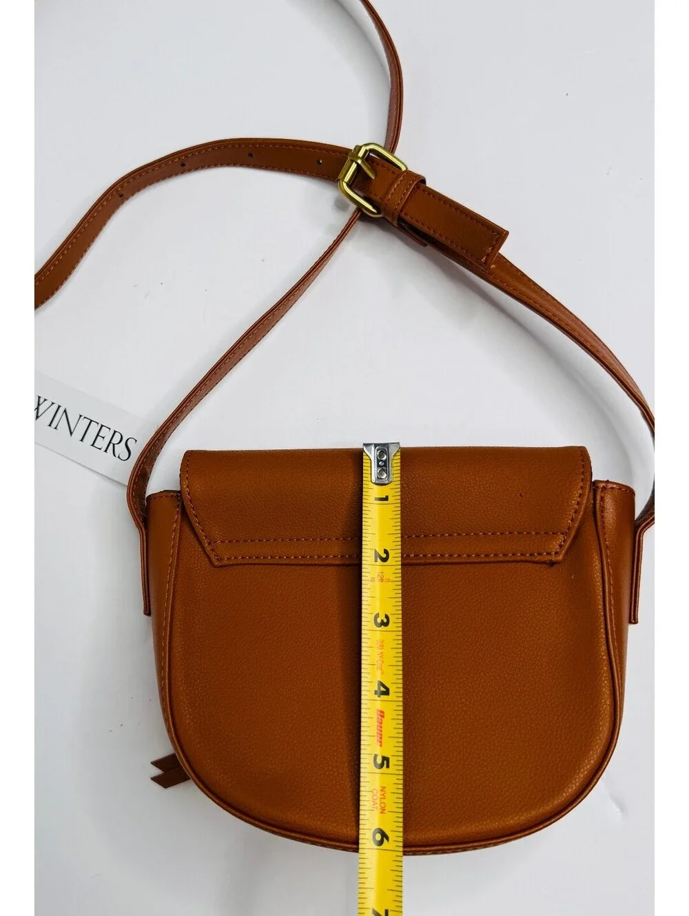 J.J. Winters Cognac Brown Saddle Crossbody Bag Gold Hardware NWT